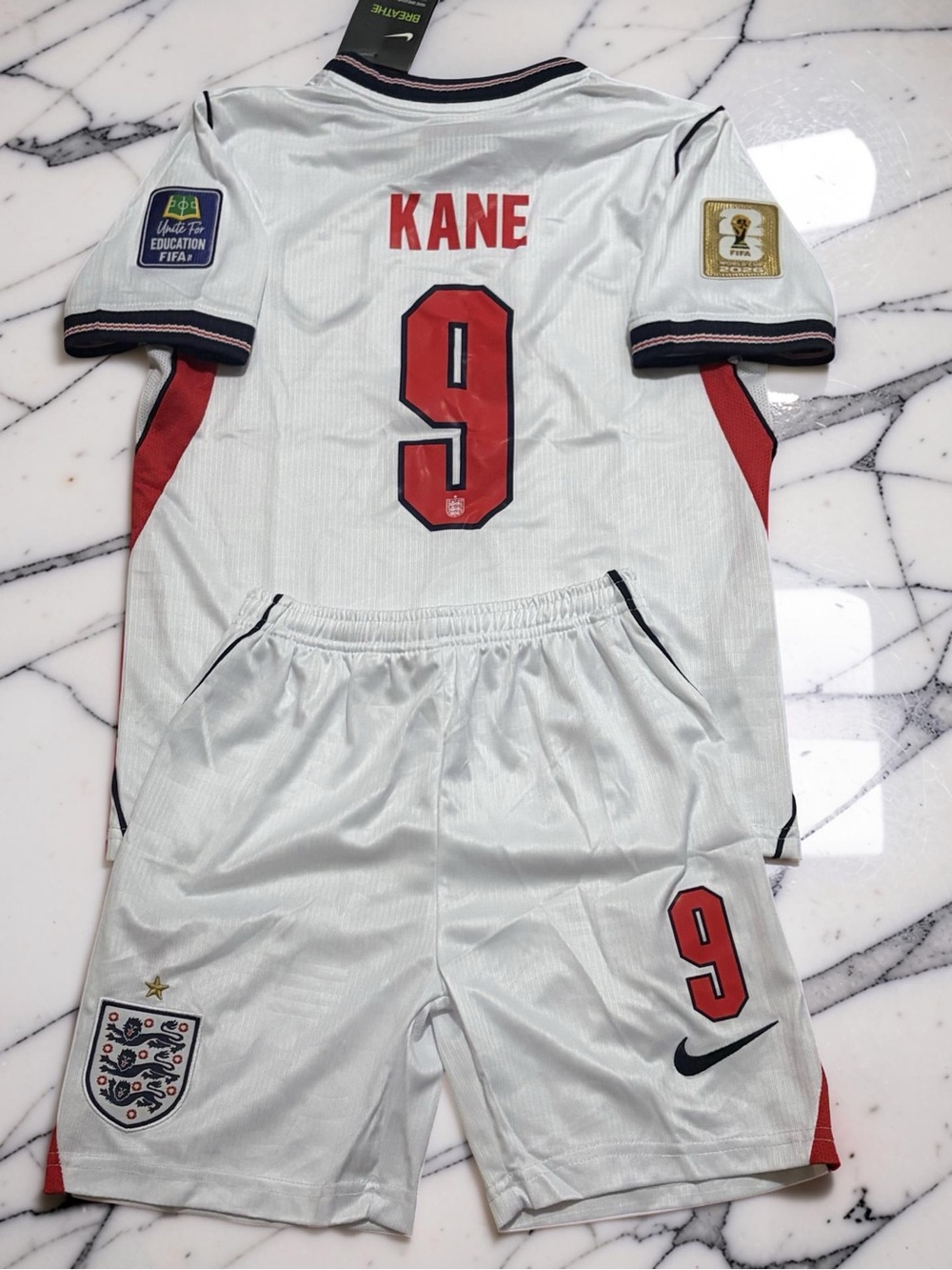 Harry Kane England 2026 World Cup Kids Jersey Shorts Kit #9 Home